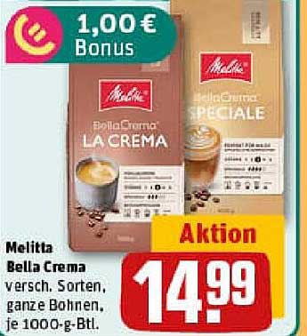 Melitta Bella Crema - verschiedene Sorten, ganze Bohnen, je 1000-g-Btl.