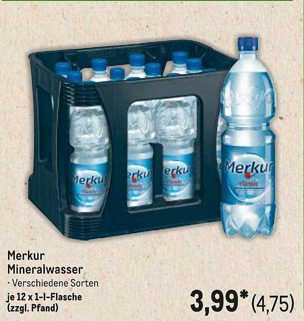 Merkur Mineralwasser - Verschiedene Sorten je 12 x 1-l-Flasche (zzgl. Pfand)