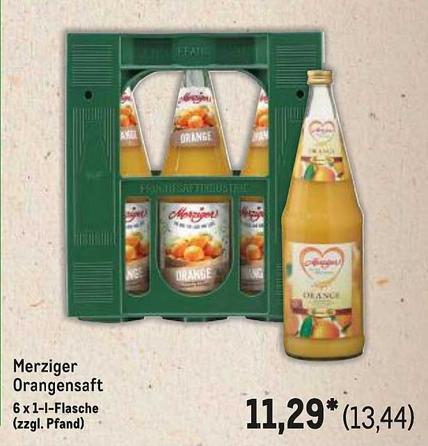 Merziger Orangensaft 6 x 1-l-Flasche (zzgl. Pfand)