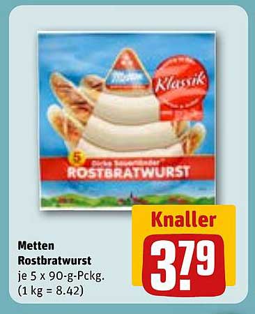 Metten Rostbratwurst 5 x 90-g-Pckg.