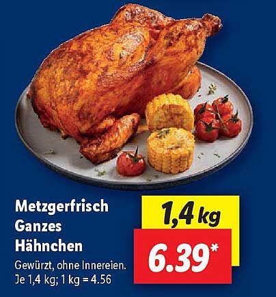 Metzgerfrisch Ganzes Hähnchen - Gewürzt, ohne Innereien