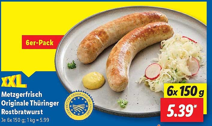 Metzgerfrisch Originale Thüringer Rostbratwurst 6er-Pack