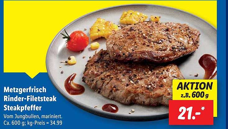 Metzgerfrisch Rinder-Filetsteak Steakpfeffer
