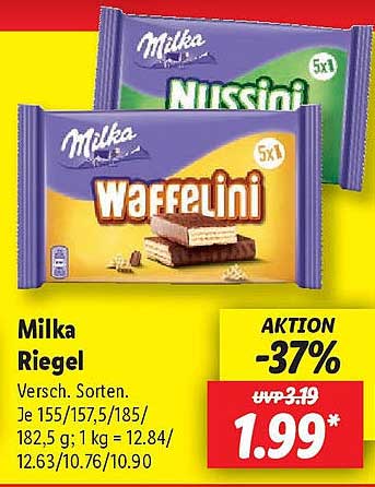 Milka Riegel - Verschiedene Sorten