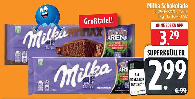 Milka Schokolade 250-300g Tafel