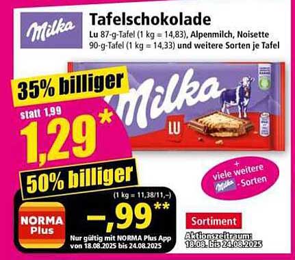 Milka Tafel schokolade 87g ab 18.08.2025