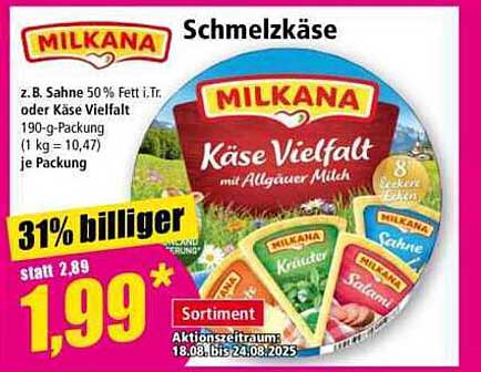 MILKANA Käse Vielfalt 190-g-Packung
