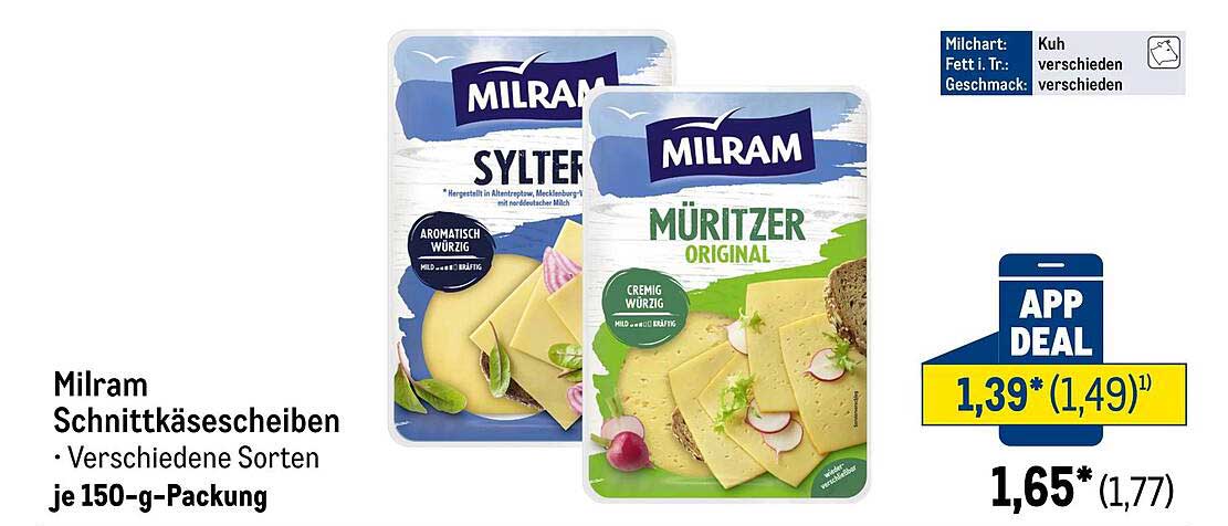 Milram Schnittkäse Scheiben - Verschiedene Sorten je 150-g-Packung