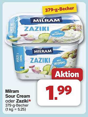 Milram Sour Cream oder Zaziki im 379-g-Becher