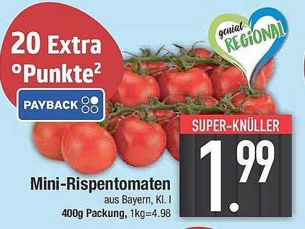 Mini-Rispentomaten aus Bayern, 400g Packung