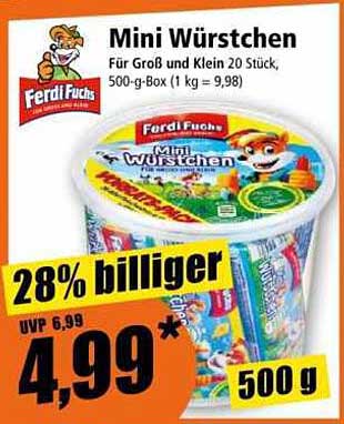 Mini Würstchen von Ferdi Fuchs – 500 g (20 Stück)