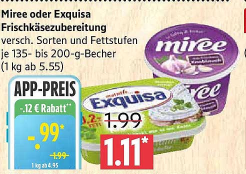 Miree oder Exquisa Frischkäsezubereitung