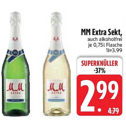 MM Extra Sekt, auch alkoholfrei 0,75l Flasche
