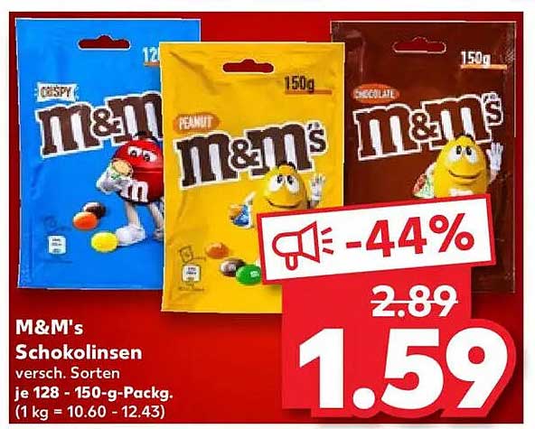 M&M's Schokolinsen in verschiedenen Sorten – jetzt nur 1,59 €