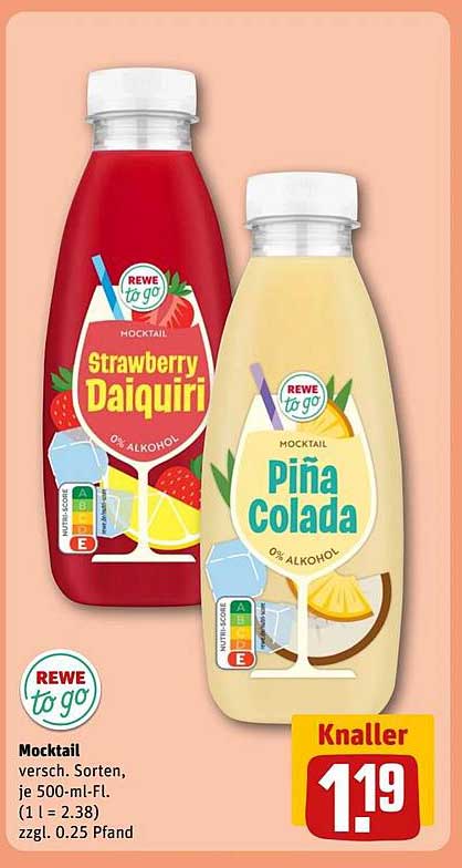 Mocktail REWE to go - Strawberry Daiquiri und Piña Colada