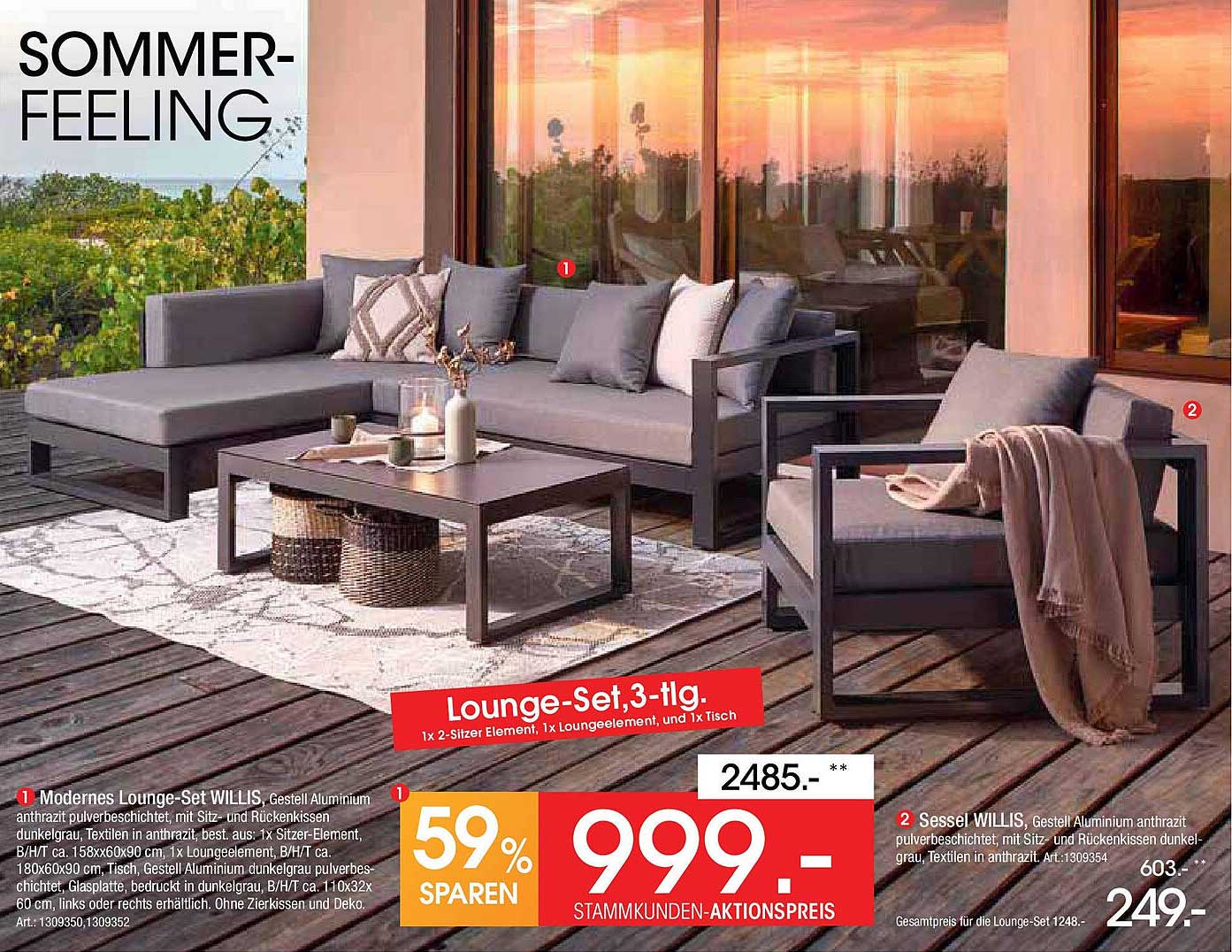 Modernes Lounge-Set WILLIS, 3-teilig