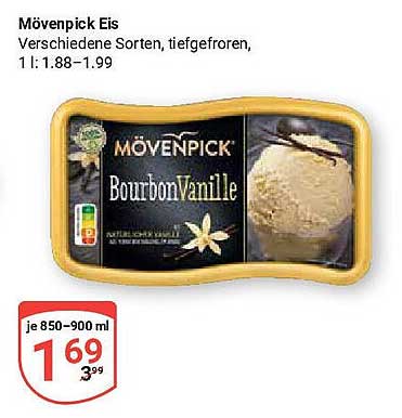Mövenpick Eis Bourbon Vanille, verschiedene Sorten, tiefgefroren