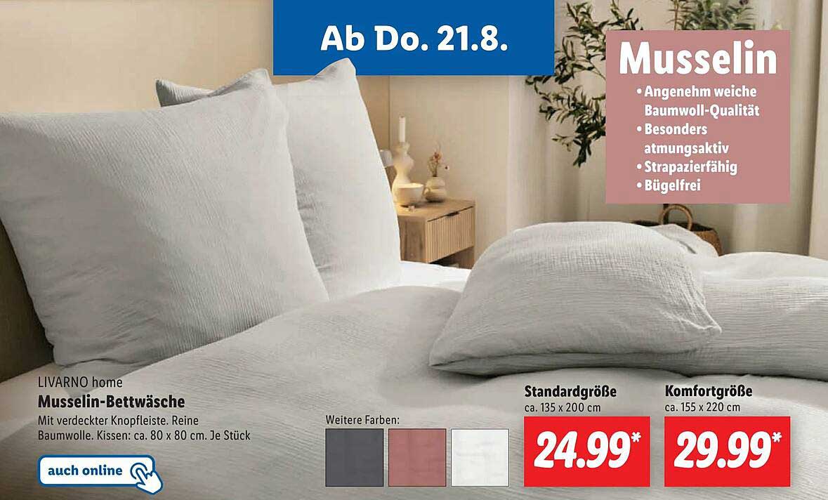 Musselin-Bettwäsche von LIVARNO home
