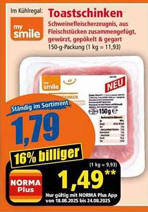 my smile Toastschinken 150 g - jetzt im Angebot!