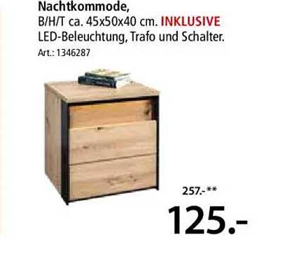 Nachtkommode inklusiv LED-Beleuchtung, Trafo und Schalter