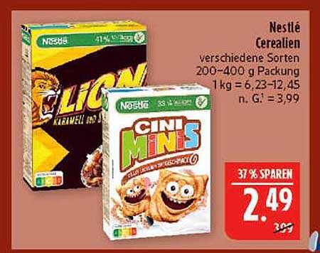 Nestlé Cerealien verschiedene Sorten 200-400 g Packung