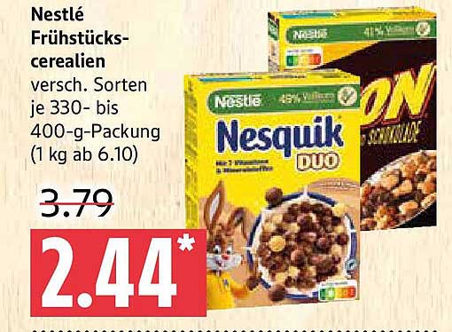 Nestlé Frühstücks-cerealien verschiedene Sorten je 330- bis 400-g-Packung