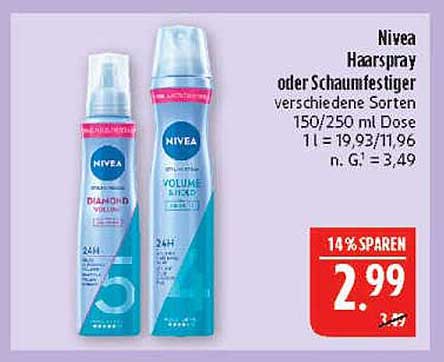 Nivea Haarspray oder Schaumfestiger verschiedene Sorten 150/250 ml Dose