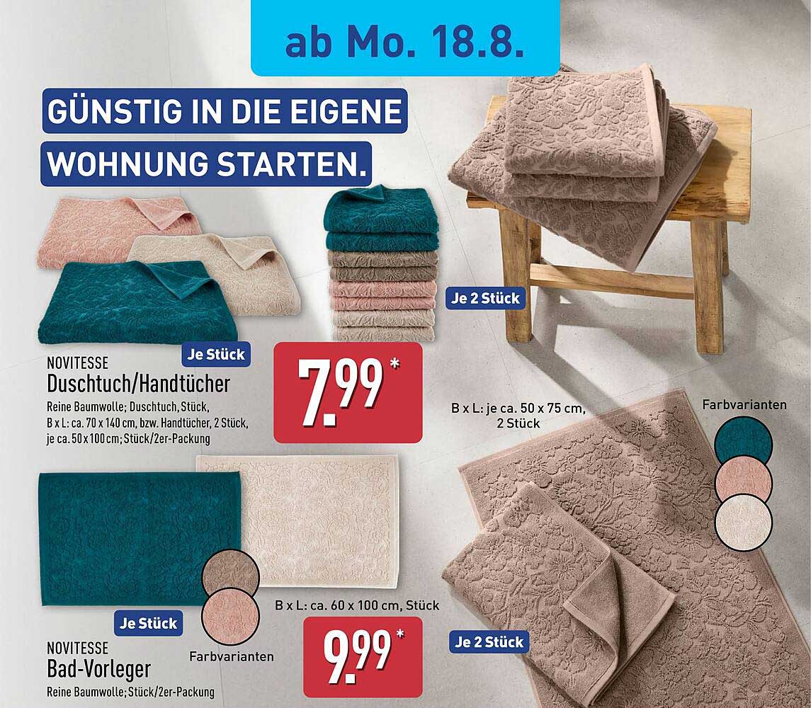 NOVITESSE Dusch- und Handtücher sowie Bad-Vorleger