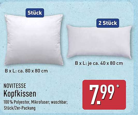 NOVITESSE Kopfkissen (80 x 80 cm und 40 x 80 cm)