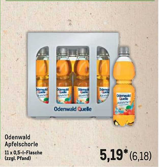 Odenwald Apfelschorle 11 x 0,5 l-Flasche (zzgl. Pfand)