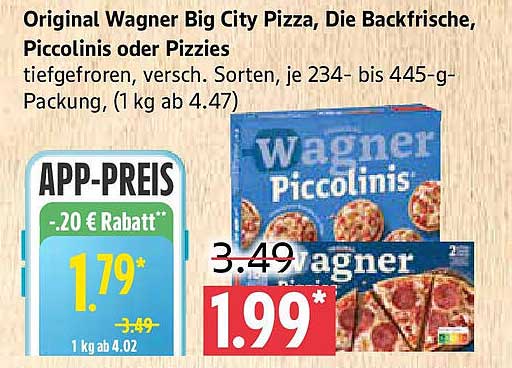 Original Wagner Big City Pizza, Die Backfrische, Piccolinis oder Pizzies