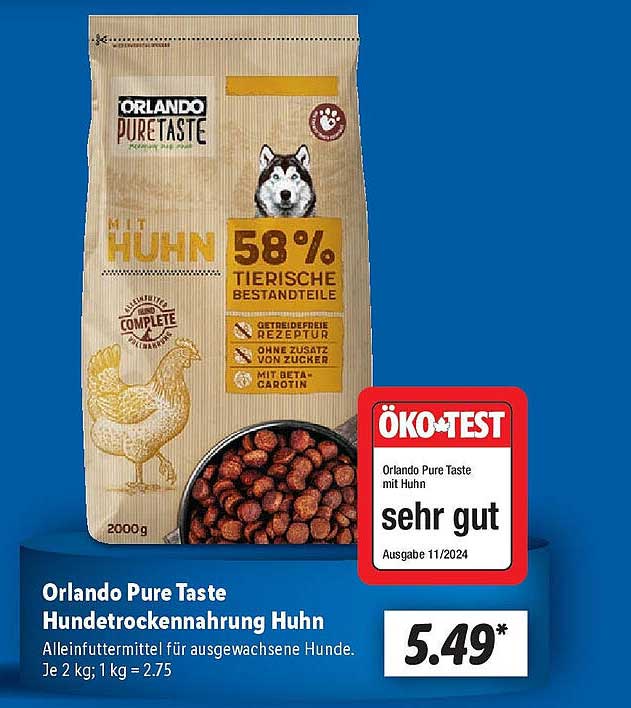 Orlando Pure Taste Hundetrockennahrung Huhn