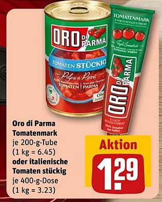 Oro di Parma Tomatenmark je 200-g-Tube oder italienische Tomaten stückig je 400-g-Dose