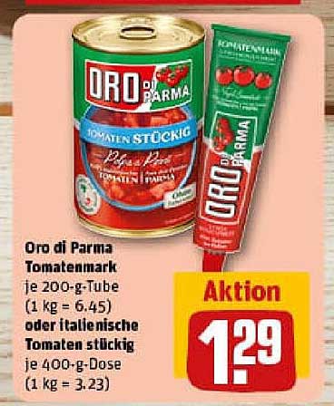 Oro di Parma Tomatenmark und italienische Tomaten stückig