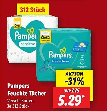 Pampers Feuchte Tücher 312 Stück - Verschiedene Sorten