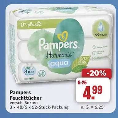 Pampers Feuchttücher 3 x 48/5 x 52-Stück-Packung