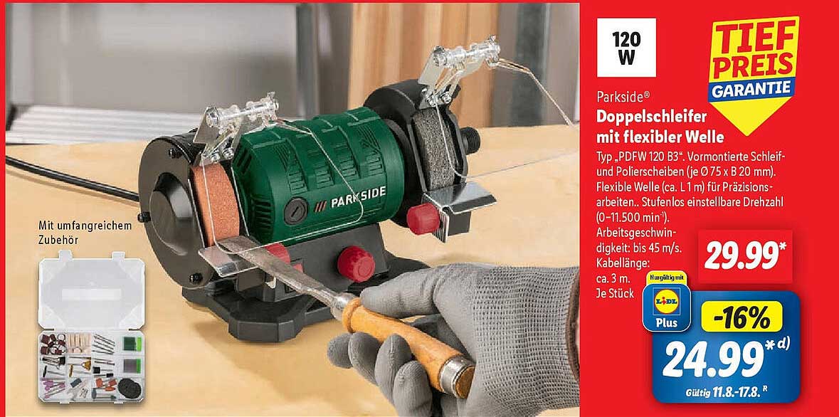 Parkside Doppelschleifer mit flexibler Welle