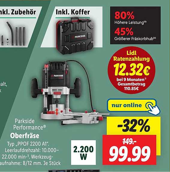 Parkside Performance® Oberfräse PPOF 2200 A1