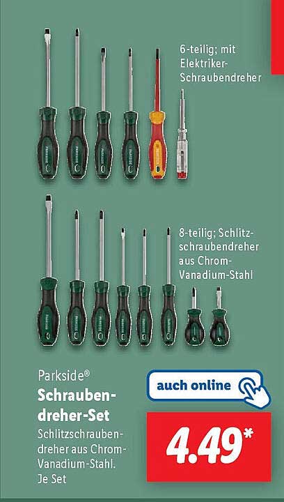 Parkside® Schraubendreher-Set 6-teilig und 8-teilig