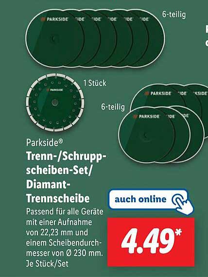 Parkside® Trenn-/Schruppscheiben-Set/Diamant-Trennscheibe