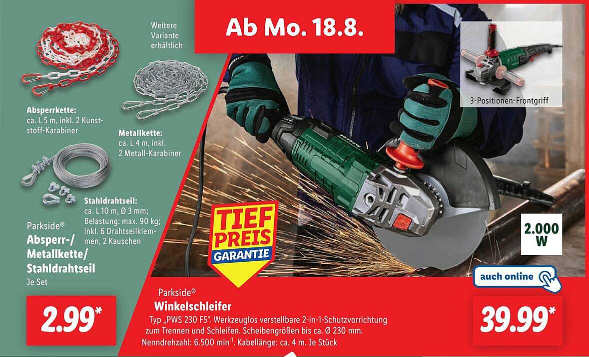 Parkside® Winkelschleifer Typ PWS 230 F5