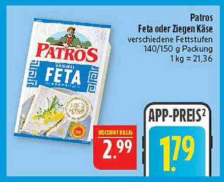 Patros Feta oder Ziegen Käse - verschiedene Fettstufen 140/150 g Packung
