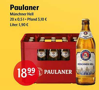 Paulaner Münchner Hell 20 x 0,5 l + Pfand 3,10 €