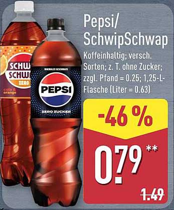 Pepsi/SchwipSchwip - Zero Zucker 1,25-Liter-Flasche