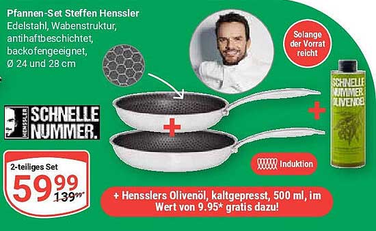 Pfannen-Set Steffen Henssler 2-teilig, inkl. Hensslers Olivenöl