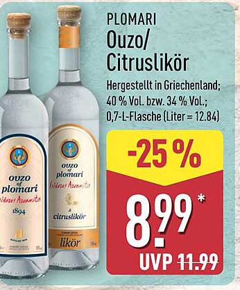Plomari Ouzo/Citruslikör - 0,7-L-Flasche