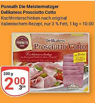 Ponnath Die Meistermetzger Delikatess Prosciutto Cotto