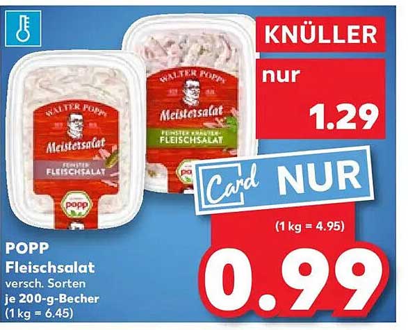 POPP Fleischsalat verschiedene Sorten, 200-g-Becher