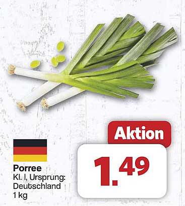 Porree Kl. I, Ursprung: Deutschland – 1 kg zum Aktionspreis