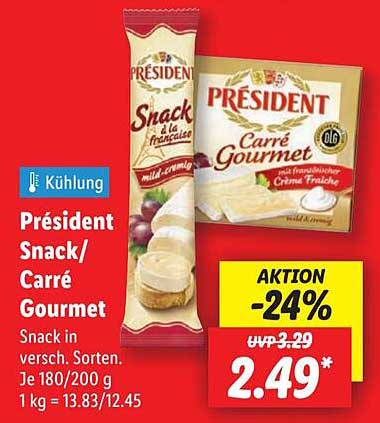 Président Snack/Carré Gourmet - 24% Rabatt!